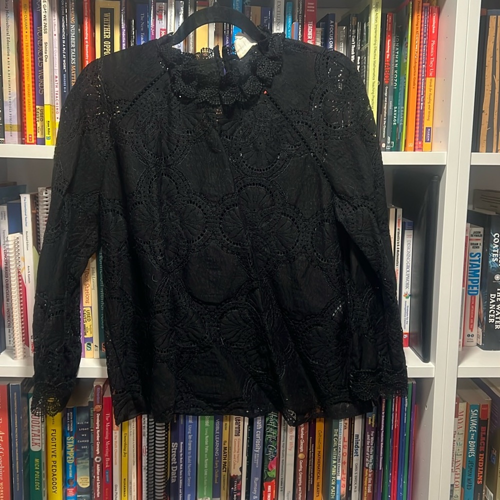 Sezane Black Lace Blouse